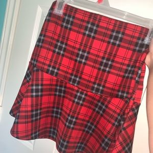 VINTAGE RED PLAID MINI SKIRT